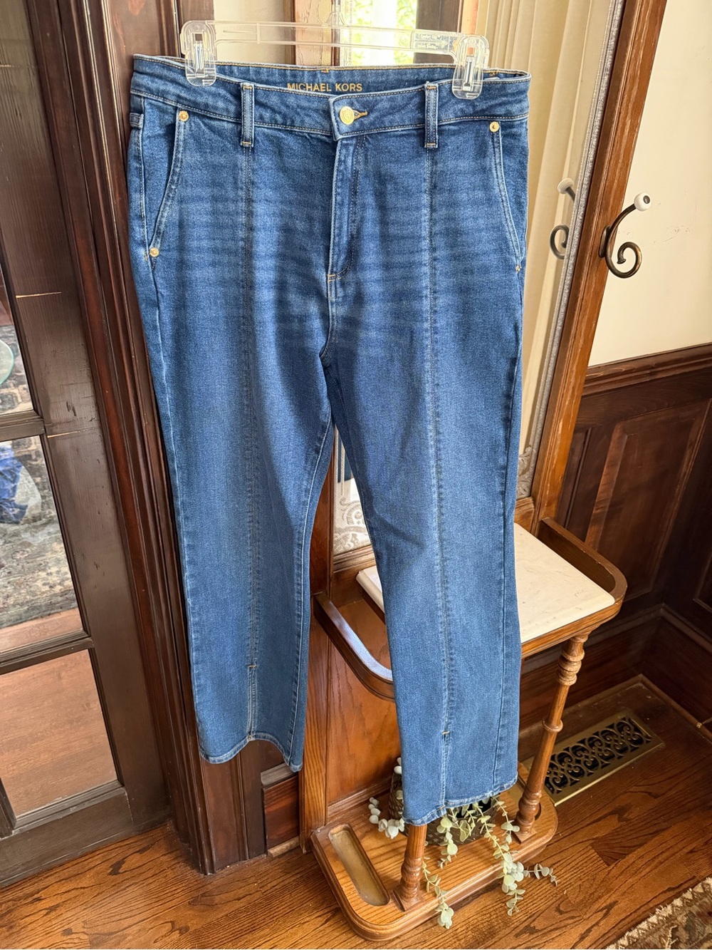 Michael Kors Mid-Blue Cropped Straight Jeans